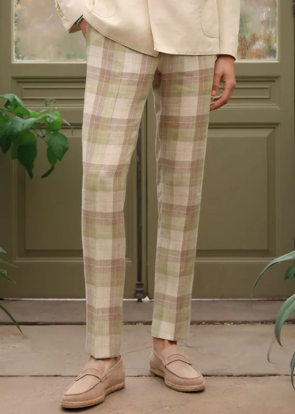 Linen & Cotton Plaid Trousers