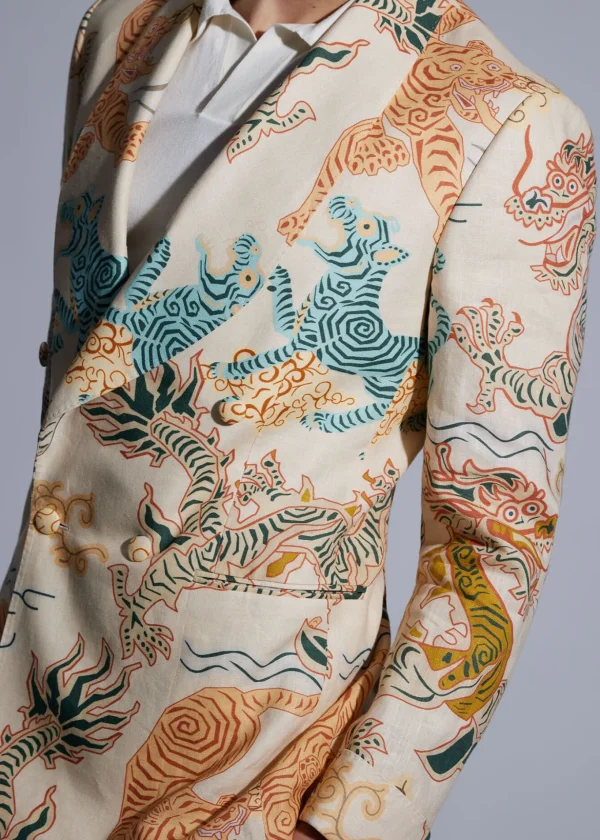 Linen Dragon & Tiger Jacket