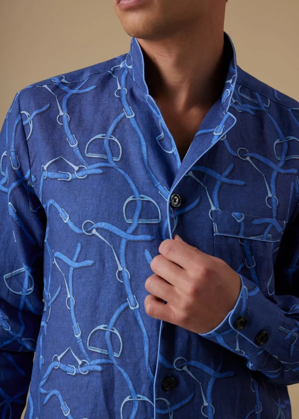 Linen Equestrian Print Pajama