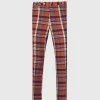 Linen Plaid Plain Front Dress Trouser