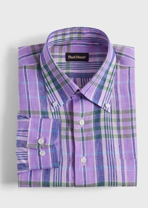 Linen Plaid Sport Shirt