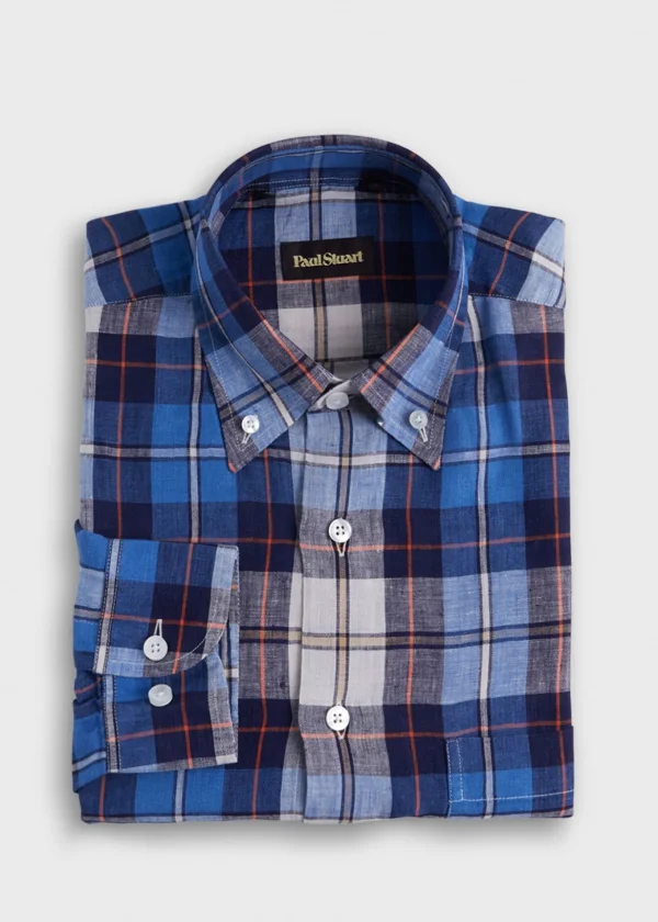 Linen Plaid Sport Shirt