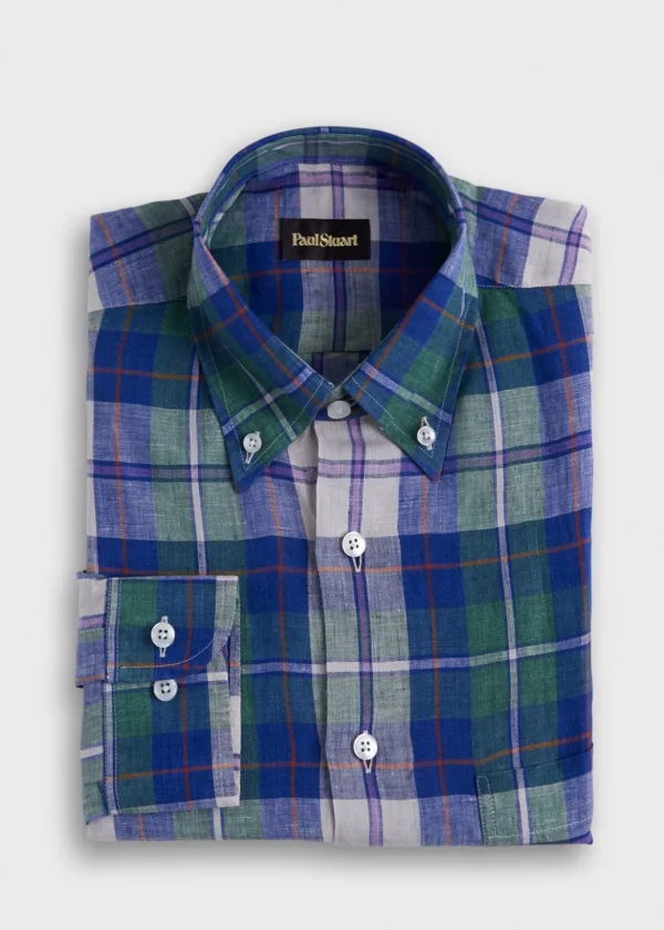 Linen Plaid Sport Shirt