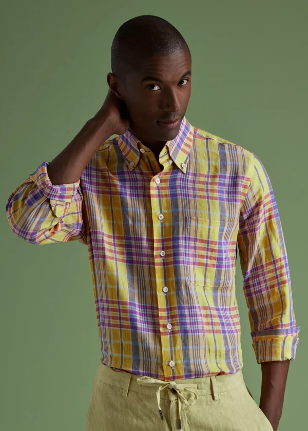 Linen Plaid Sport Shirt