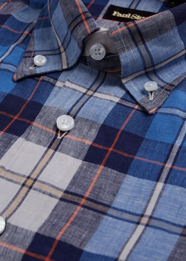 Linen Plaid Sport Shirt