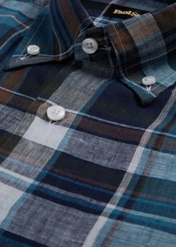 Linen Plaid Sport Shirt