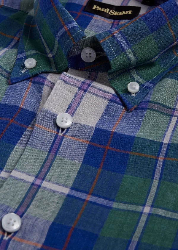 Linen Plaid Sport Shirt