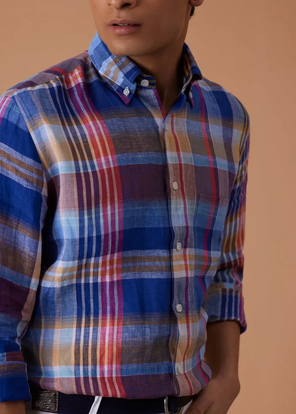 Linen Plaid Sport Shirt
