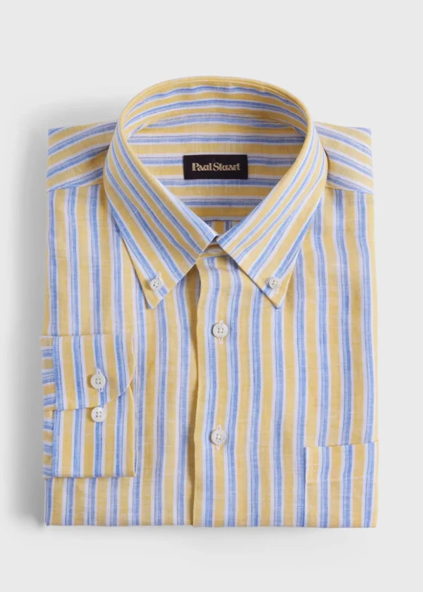 Linen Shadow Stripe Sport Shirt