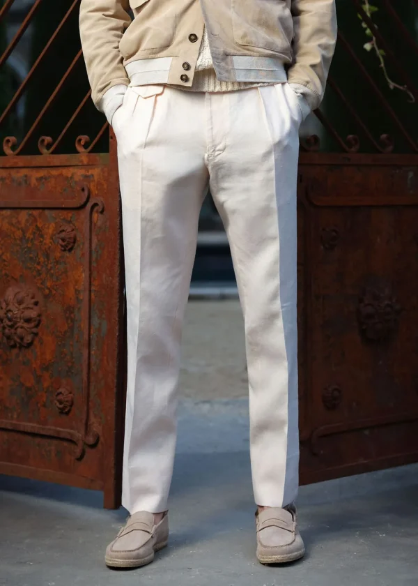 Linen Washed Pleated Front Trouser