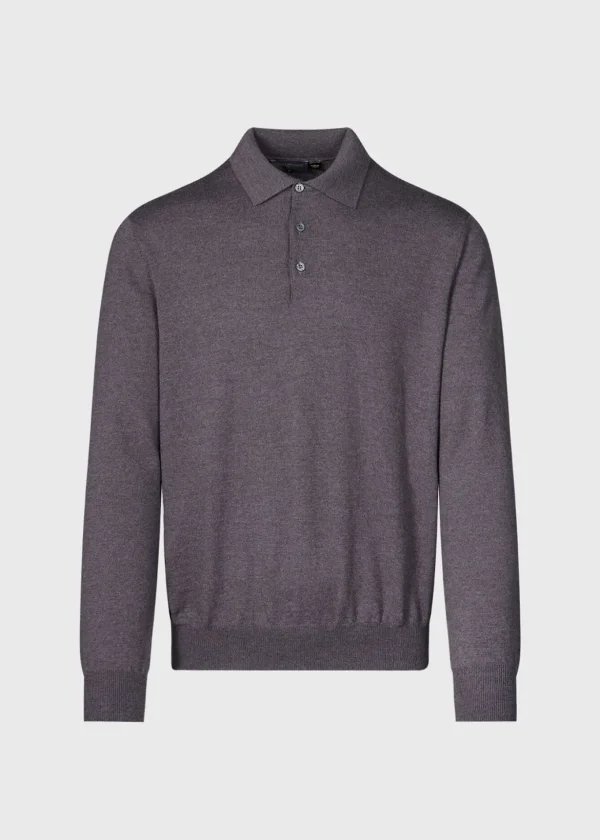 Long Sleeve Merino Wool Polo Shirt