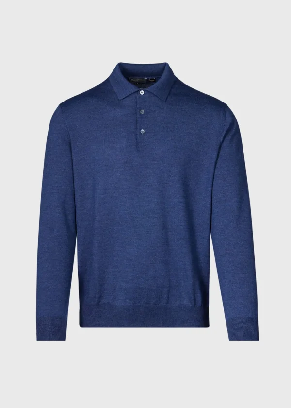 Long Sleeve Merino Wool Polo Shirt