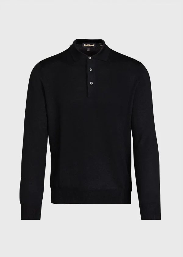 Long Sleeve Merino Wool Polo Shirt