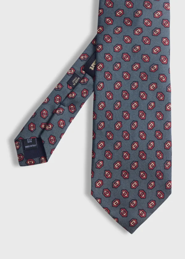 Madder Silk Hexagon Print Tie