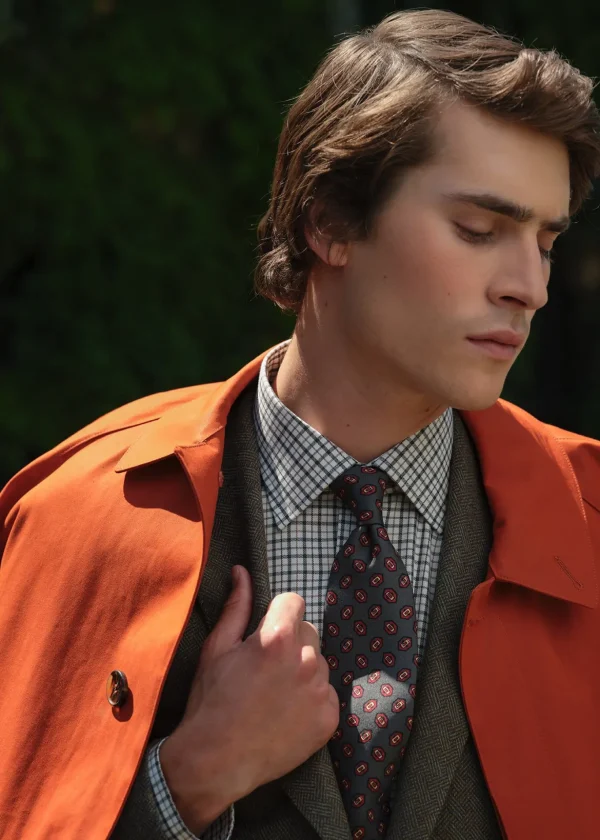 Madder Silk Hexagon Print Tie