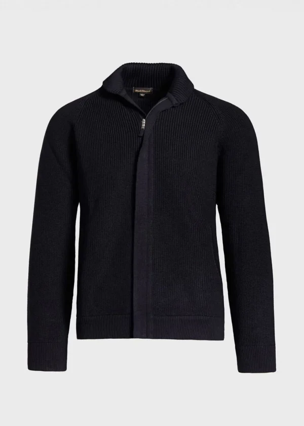 Merino Wool Ribbed Full Zip Cardigan