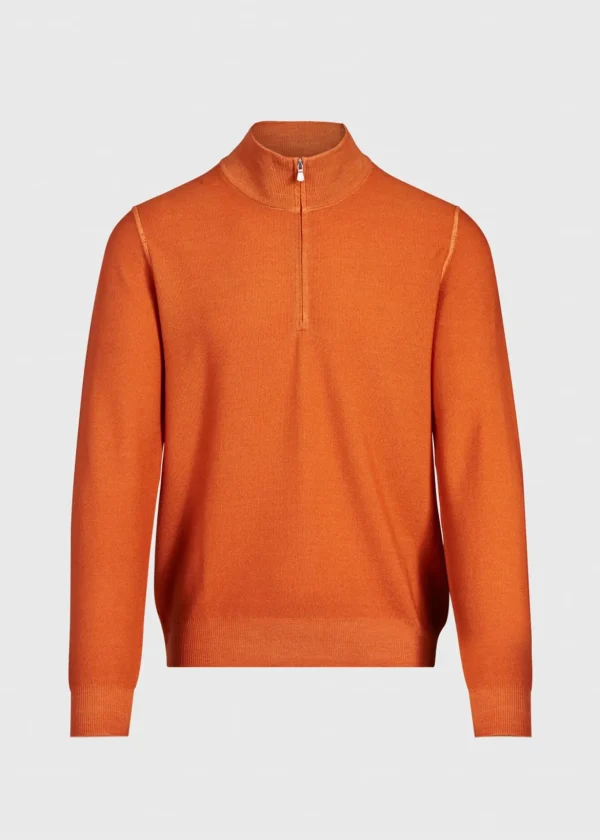 Merino Wool Rice Stitch Quarter Zip Sweater