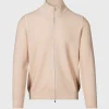Merino Wool Rice Stitch Zip Cardigan