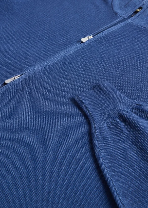 Merino Wool Rice Stitch Zip Cardigan