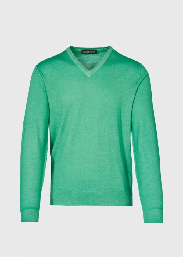 Merino Wool Watercolor V-Neck Sweater