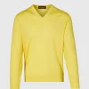 Merino Wool Watercolor V-Neck Sweater