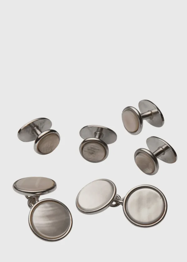 Mother Of Pearl Cufflink & Stud Formal Set
