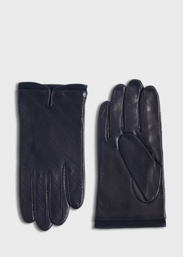 Nappa Leather Glove With Diagonal Stitching