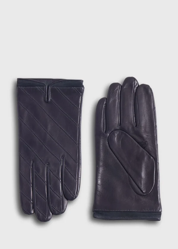Nappa Leather Glove With Diagonal Stitching