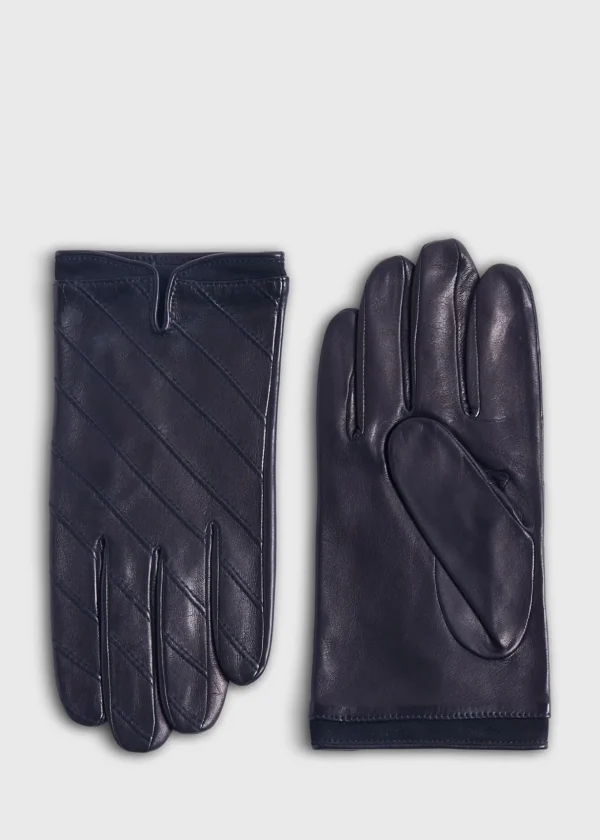 Nappa Leather Glove With Diagonal Stitching