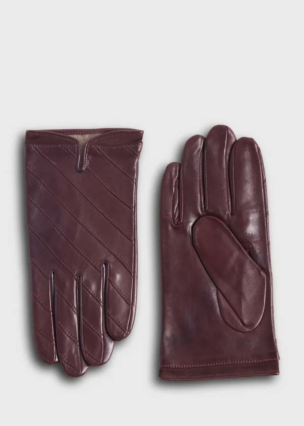 Nappa Leather Glove With Diagonal Stitching