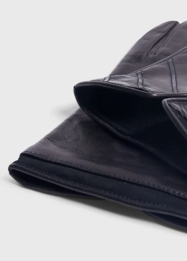 Nappa Leather Glove With Diagonal Stitching