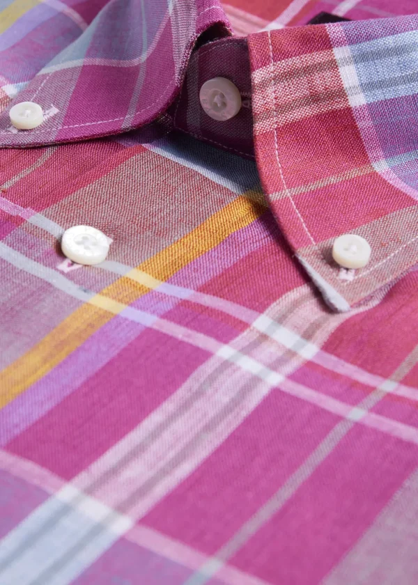 Oversized Plaid Linen Sport Shirt