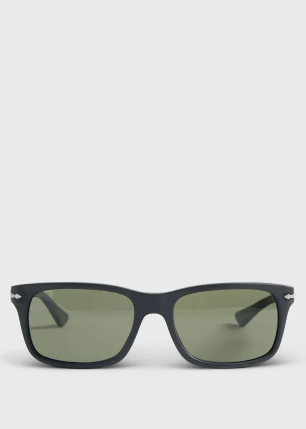Persol® Black Sunglasses With Green Lens