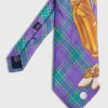 Plaid Golf Bag Print Silk Tie