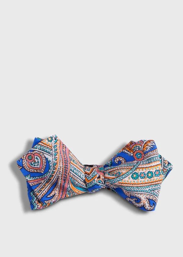 Printed Habotai Silk Paisley Bow Tie