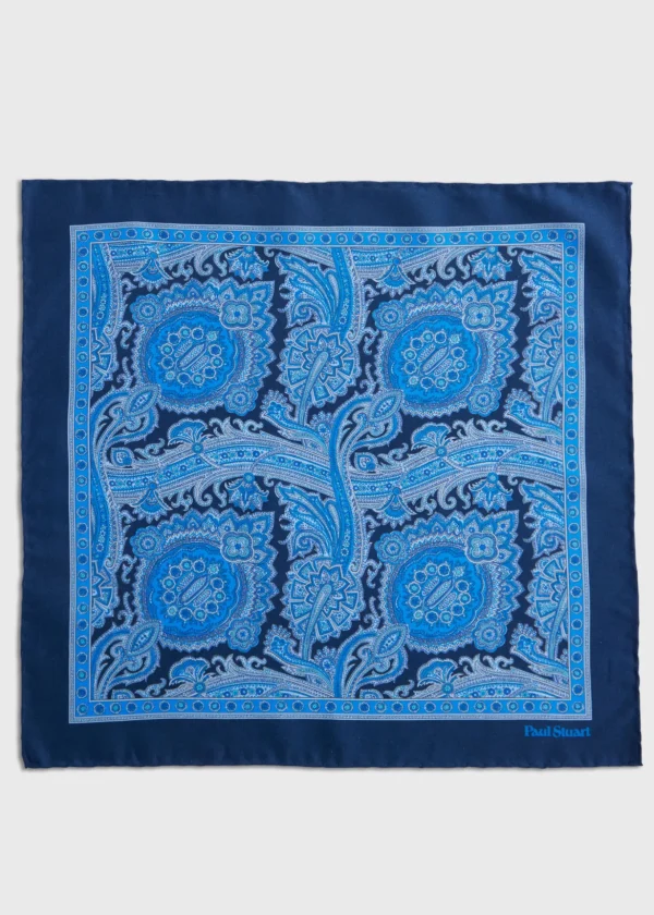 Printed Habotai Silk Paisley Pocket Square