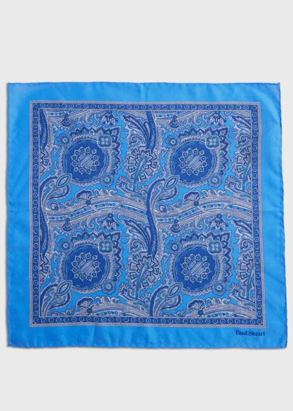 Printed Habotai Silk Paisley Pocket Square