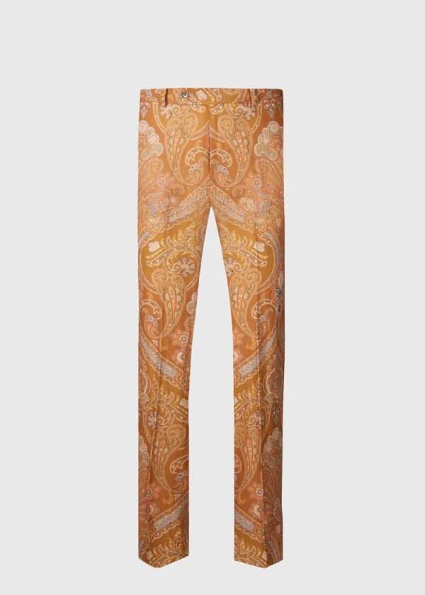 Printed Paisley Linen Trouser
