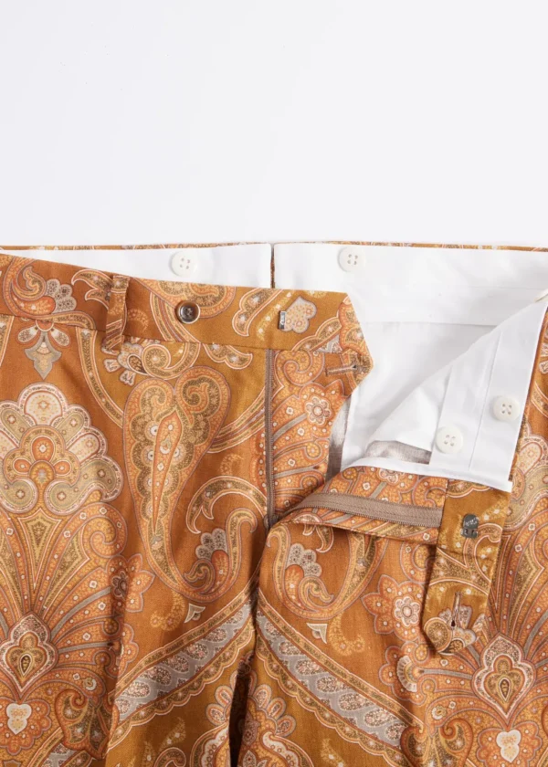 Printed Paisley Linen Trouser