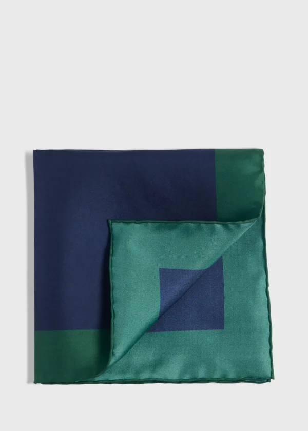 Printed Silk Color Block Pocket Square