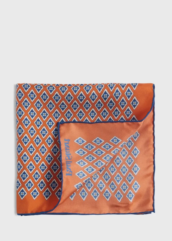 Printed Silk Diamond Motif Pocket Square