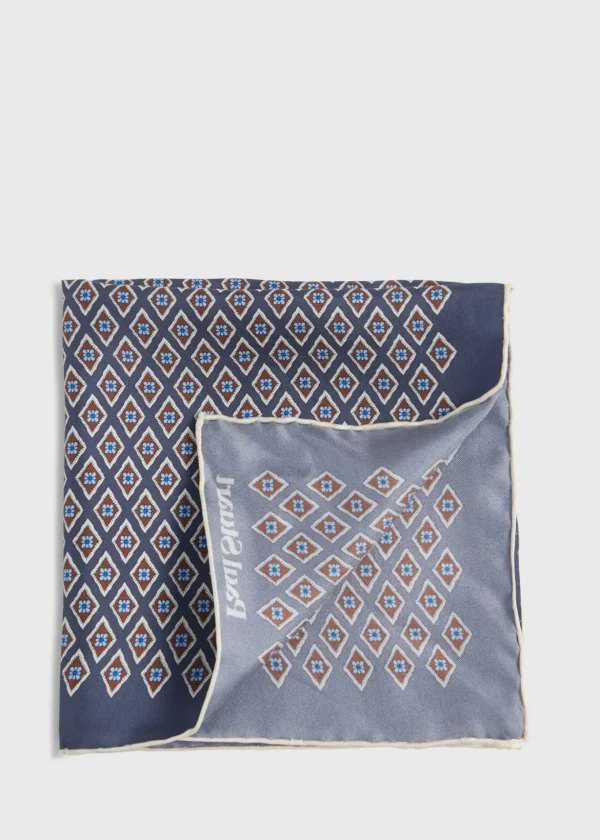 Printed Silk Diamond Motif Pocket Square