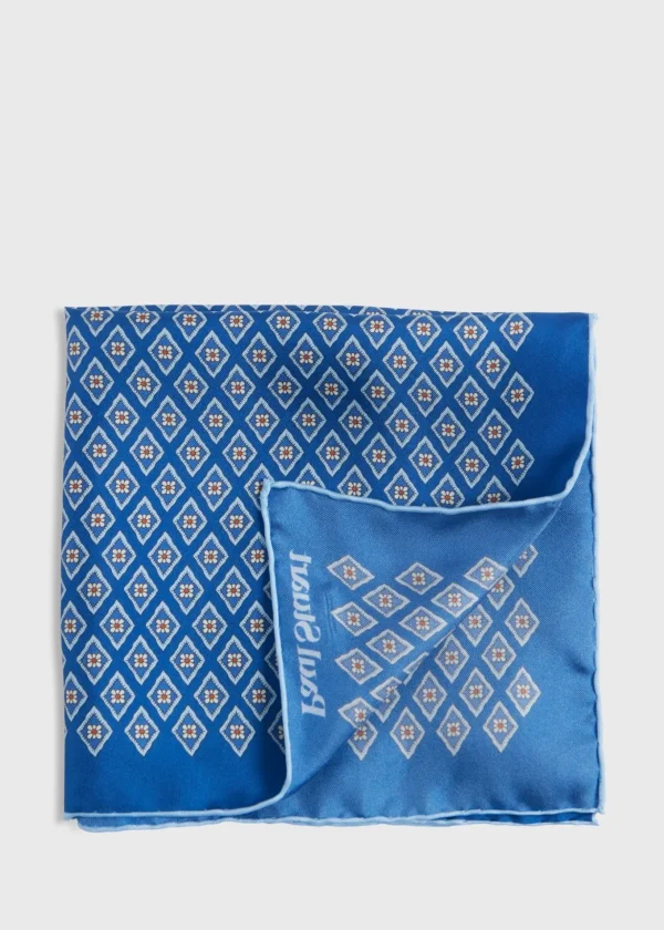 Printed Silk Diamond Motif Pocket Square