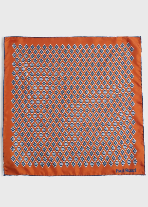 Printed Silk Diamond Motif Pocket Square