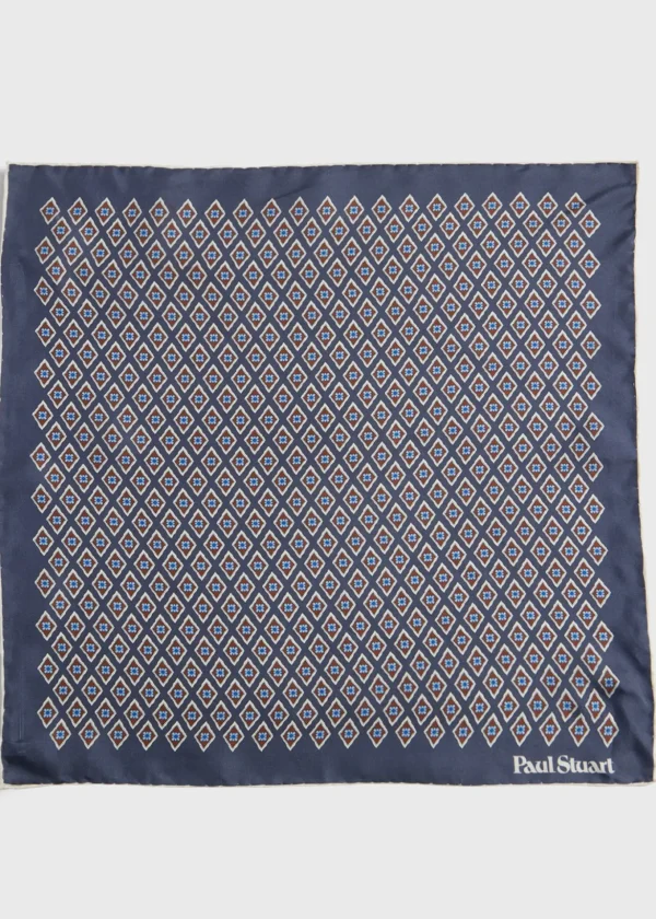 Printed Silk Diamond Motif Pocket Square