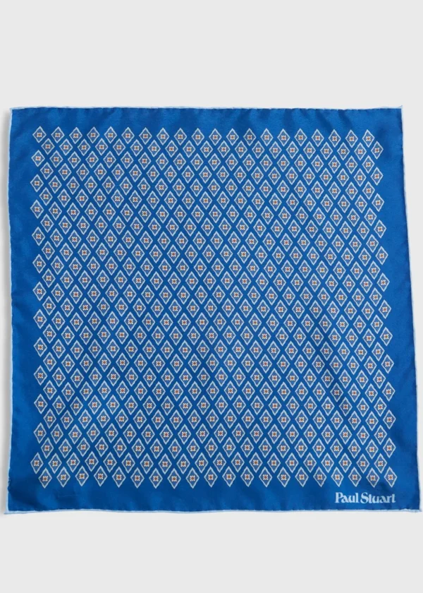 Printed Silk Diamond Motif Pocket Square
