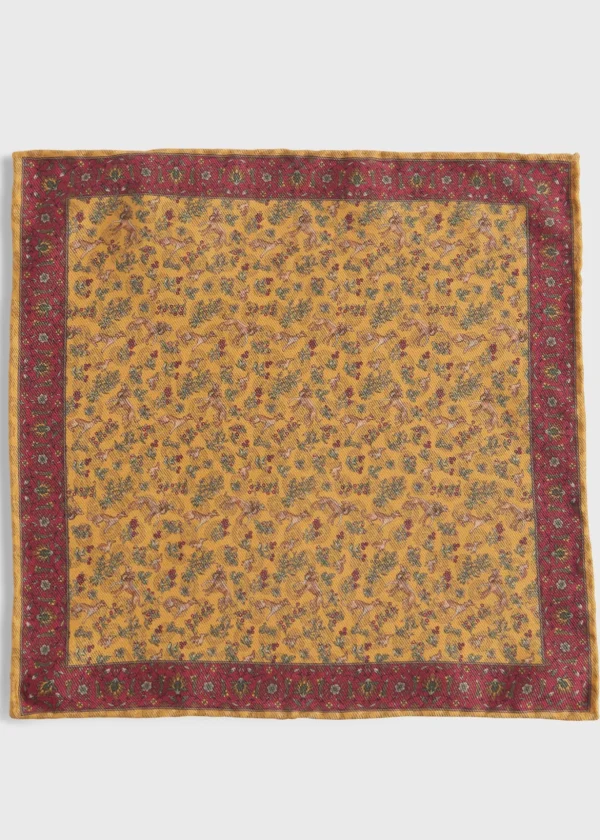 Printed Silk Dog Motif Pocket Square