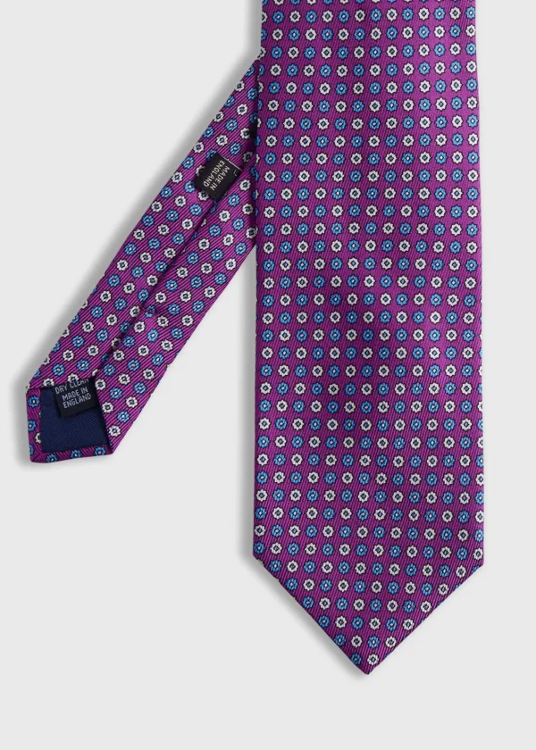 Printed Silk Floral Medallion Tie