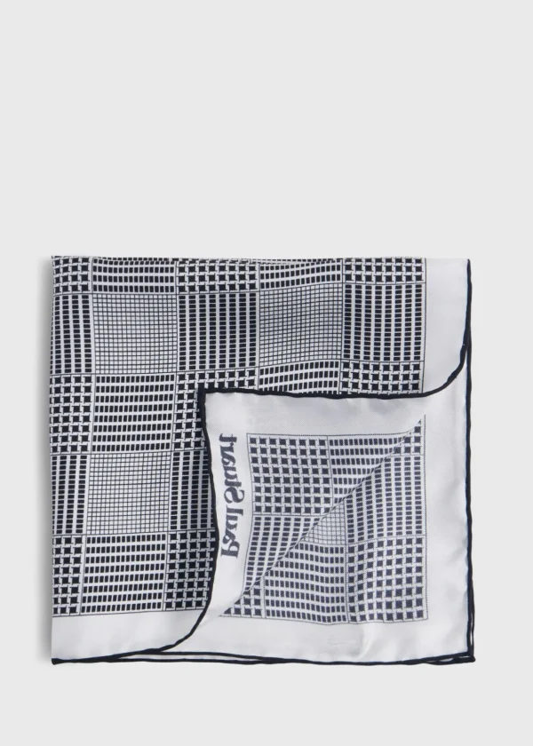 Printed Silk Glen Plaid Pocket Square