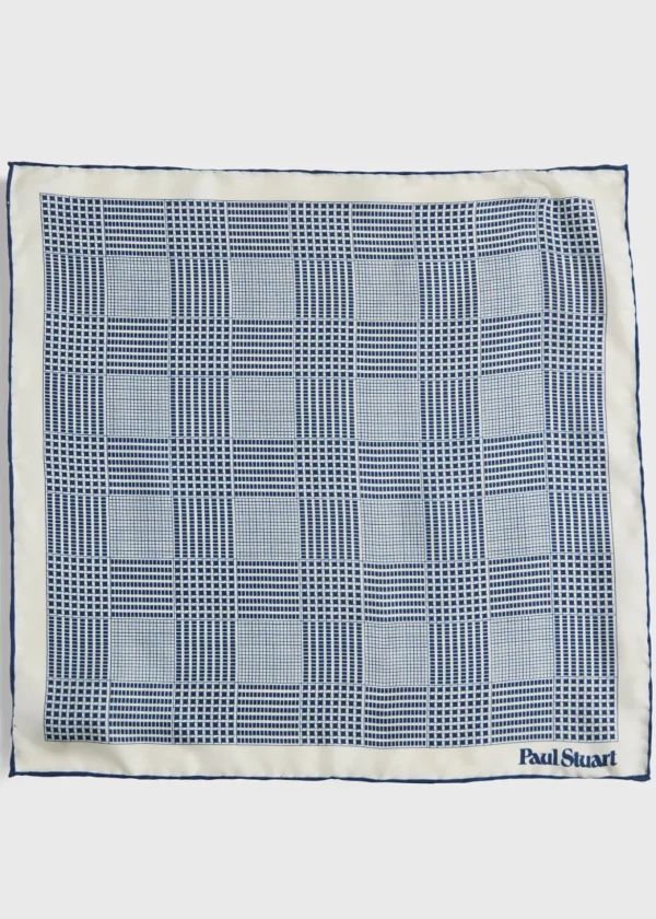 Printed Silk Glen Plaid Pocket Square